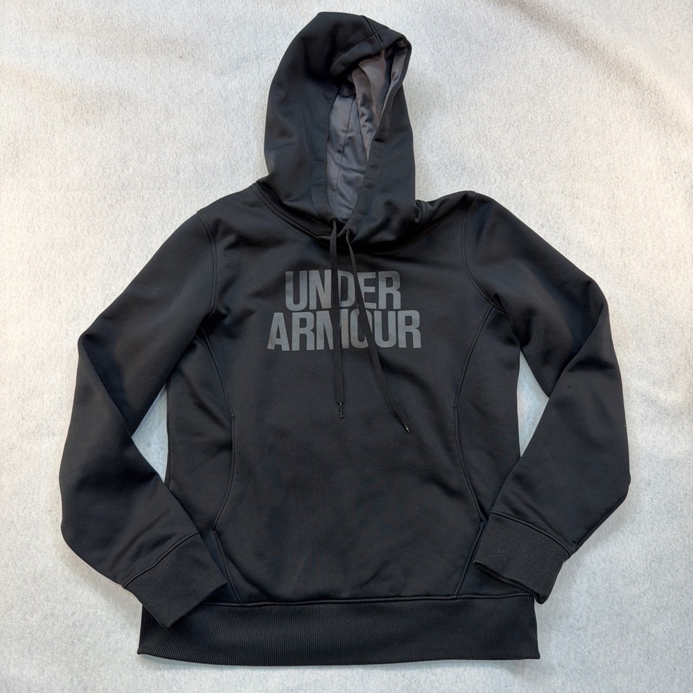 Under Armour Women's Small Black Hoodie Sweatshirt – Fleece Lined Pullover